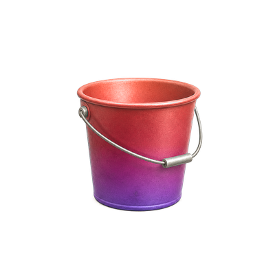 A utility bucket painted in a tangerine-to-violet sunset gradient
