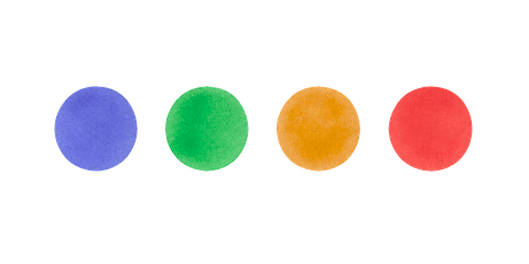 Four tactile color swatches sweeping the spectrum from indigo to red